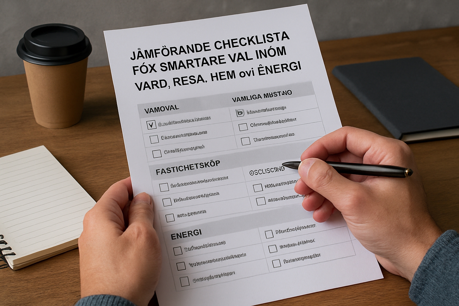 Jämförande checklista för smartare val inom vård, resa, hem och energi